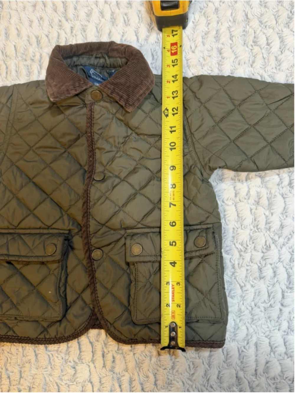 Polo by Ralph Lauren Quilted Jacket Green/Brown 12M Snap Corduroy Collar